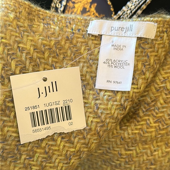 NWT J Jill Pure Jill wool-blend scarf, wrap, shawl, in yellow, tan and gray - Picture 5 of 10